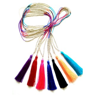 silver beads long strand necklace tassels fashion women 60 pieces free shipping